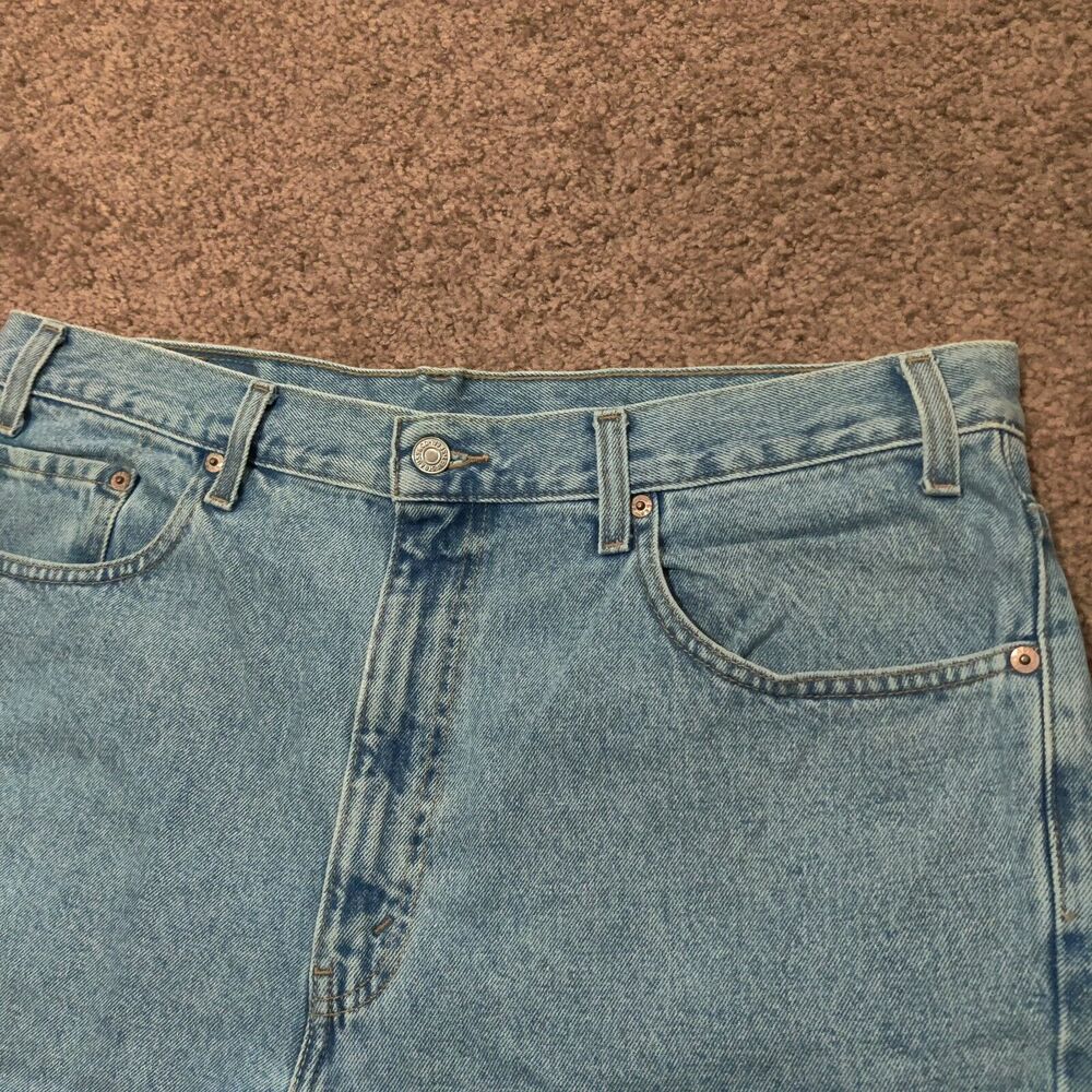 Vintage Levi's 505 Jean Shorts Mens 38 Blue Relaxed Fit Black Bat Wing Y2K Jorts - Picture 3 of 8